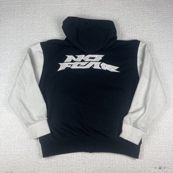 No Fear Hoodie Jacket Mens Size Large Black White Logo Spell Out (Read) - Picture 1 of 16